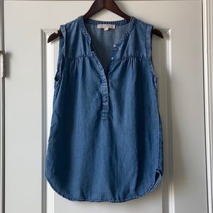 Loft denim sleeveless blouse